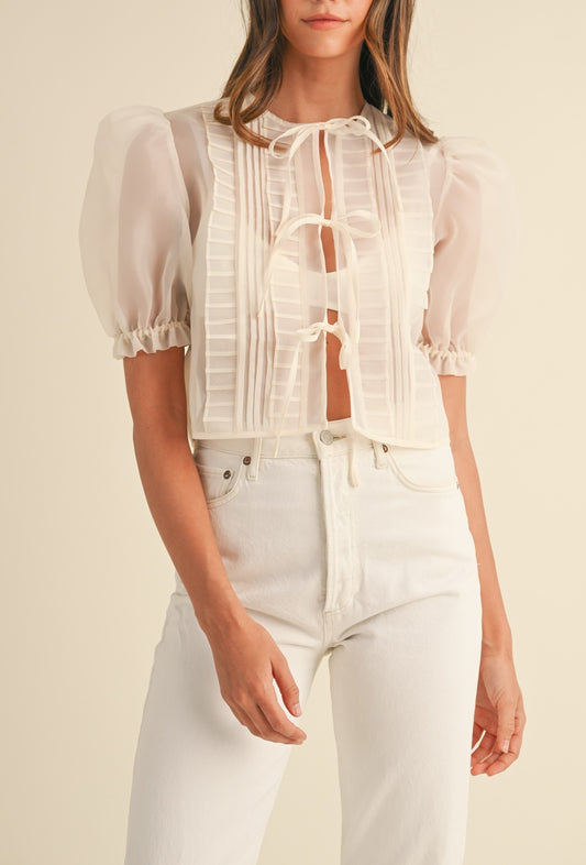 Tie Front Organza Top