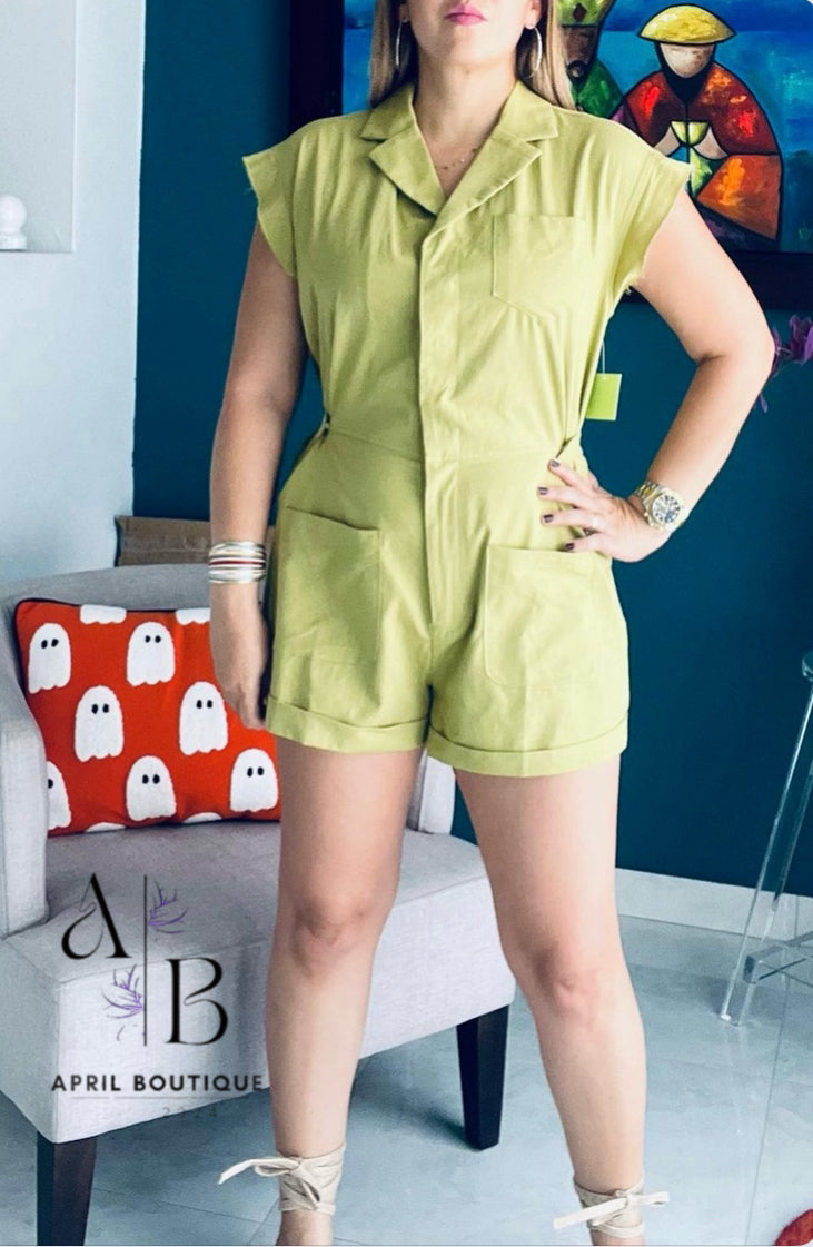 Bottom Linen Romper with Pockets